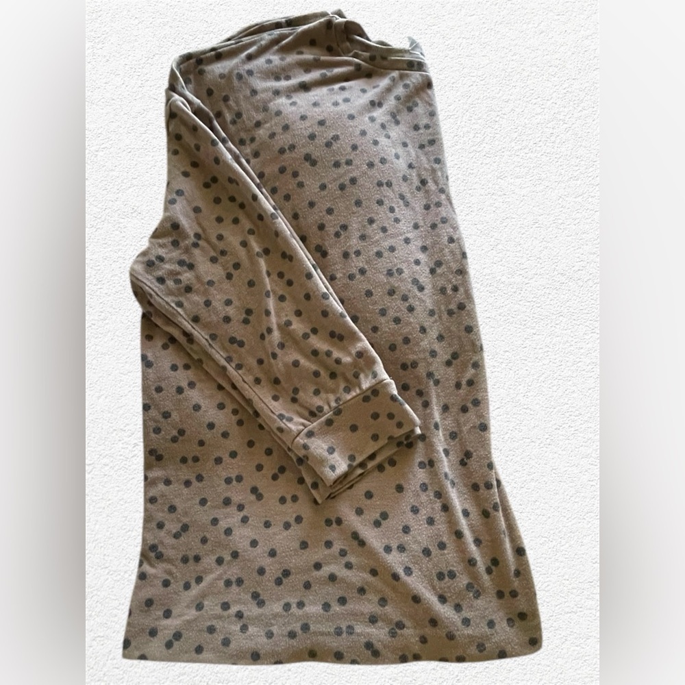 Time And Tru Top Shirt Blouse Womens 3x Brown Polka Dot Long Sleeve Preppy